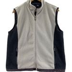 Lands' End Sweater Fleece Vest Womens Large 14-16 Cream Gray Full Zip Pockets Photo 0