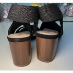 Cityclassified Black Woven Elastic Block Heel Sandals Size 6 Minimalist Chic Photo 4