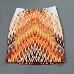 Guess  Skirt Womens M Pencil Straight Mid Rise White Orange Fiery Abstract Sheath Photo 0