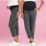 Isabel Maternity Women Over belly Boyfriend Jeans Sz. 16 Gray Frayed Hem Comfort Photo 4