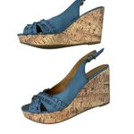 Apt. 9 Blue  Open Toe Wedges High Heels Beach Coastal Vacation Party Photo 2