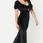 Blue Blush  Black Velvet Front Tie Jumpsuit L NWT Photo 1