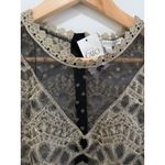 Cato Gold Embroidery Black Sheer Lace Mesh Top Sz 22 24 W Renaissance Victorian Photo 1