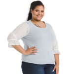 Skies Are Blue Floral Eyelet Ruffle 3/4 Sleeve Crewneck Pullover Knit Sweater 2X Photo 31