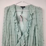 Retrofête Retrofete Lennon Embellished Silk Chiffon Dress in Green Size XS NWT Long Sleeve Photo 3