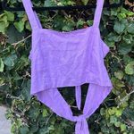 Glassons Linen Blend Violet Purple Crop Top With Double Tie Back Photo 0