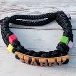 Adjustable "Happy" Bracelet Black Photo 6