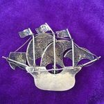LADIES’ Antique Filigree Sailing Ship Dress Brooch Photo 6