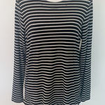 CAbi EUC  Side Snap Black White Stripe Scoop Neck Tee Style 6332 Size M Photo 0