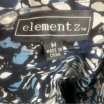 Elementz navy blue gray and white abstract print button down top size medium Photo 3