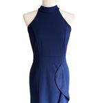 WOOSEA Women's High Neck Split Bodycon Mermaid Evening Cocktail Long Dress Blue Size M Photo 9
