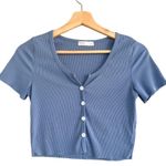 Romwe  SMALL Blue Crop Top Set of 2 Short Sleeve Shirts Photo 1
