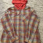 Plaid flannel hoodie with a relaxed fit Size L Orange Size L Photo 1