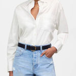 Madewell  Oversized Button-Up Shirt Cotton‎ Relaxed Fit Eyelet White NWT Size XS Photo 0