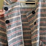 ZARA Striped Blazer Jacket Top Collarless Pockets Tweed Womens Size S Photo 2