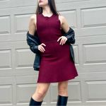 Theory  Burgundy “Marl” Mod Flared Thick Knit Mini Tank Dress Small Photo 8