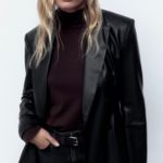 ZARA Leather Blazer Photo 0