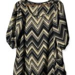 Living Doll Shirt Women's Size Medium Sheer blouse Black & Tan Photo 0