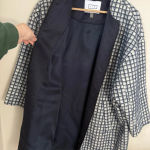 AYR  Mohair Wool Houndstooth print‎ White and Navy Coat Size Large Photo 5