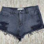 Abercrombie & Fitch Black Ripped Distressed Fringe High Rise Denim Shorts Sz 8 Photo 0