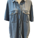 Universal Threads Universal Thread Women's Denim Shirt Dress Short‎ Sleeve Button Down Blue Large Photo 0