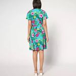 Susan Graver  QVC Size L Liquid Knit Faux Wrap Dress in Green Tropical Photo 6