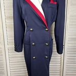 Danny & Nicole Vintage 80's Double Breasted Midi Dress Navy/Multi-8 Photo 0