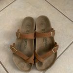 Birkenstock  Tan Sandals with Gold Buckles Photo 4