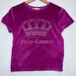 Juicy Couture Velour Baby Tee Magenta Crown Bling Top Womens Size M Photo 0