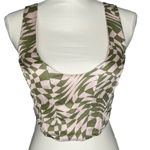 For Love & Lemons  Nomi Corset Crop Size Medium Green Pink Geometric NWOT Photo 5