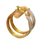 Large Vermeil White Sapphire Double Hoop Women’s Designer Earrings Gold Photo 4
