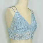 PINK - Victoria's Secret VS PINK Smocked Crochet Triangle Bralette Crop Pale Blue size XL Photo 6