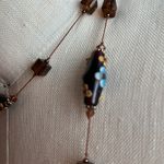 Brown and blue lampwork beads and square beads on a long chic necklace Photo 10