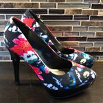 X-Appeal  black bright floral platform heels womens size 6 Photo 2