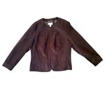 Talbots  Faux Suede Open Front Chocolate Brown Blazer Jacket Size 14 Classic Photo 1