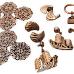 5 pair of gold earrings ships, dangly & swoops gently used Photo 0