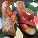💕BOC💕 Leather Floral Cork Platform Sandal Wedge Size 10 Photo 0