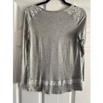 Generation Love  Women's‎ Small Gray Eyelet Floral Long Sleeve SOFT Blouse Fall Photo 5