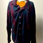 American Rag LG burgundy plaid navy blue cotton button up top Photo 0
