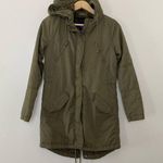American Eagle  Parka With Hood Military Green Faux Fur Quilted Lined Size XS Photo 0