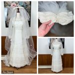 Beautiful Preserved Vintage 1960s Organza Wedding Gown & Veil! White Size 10 Photo 1