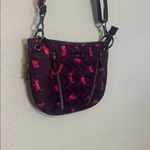 LUG SWIVEL LIKE NEW CAT PRINT NYLON CROSSBODY BAG WINE & PINK EXPANDABLE‎ DEPTH Red Photo 2