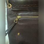 Christopher Kon Crossbody Bag Purse Leather Brown Chocolate Zipper Locks Hobo Photo 3