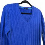 Tommy Hilfiger Vintage Y2k  Blue V Neck Cable Knit Long Sleeve Top Shirt Photo 3