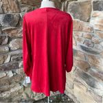 Ny Collection  Women's Red Open Front Suede Draped Cardigan Photo 8