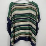 Talbots Silk Multicolor Striped Overlay Shawl Sheer Size S/M Preppy Photo 9
