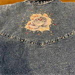 Cowgirl Western Acid Wash Vintage Shirt Embroidered Embellished Studs Floral L Blue Size L Photo 10