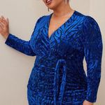 Torrid  Blue Velvet Burnout Long Sleeve Shirred Dress Sz.28 NWT Photo 2