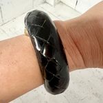 Bottega Veneta Sterling Silver Intrecciato Patent Leather Bangle Bracelet Photo 1