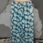 Rachel Zoe Womens Linen Blue Floral High Waisted Crop Wide Leg Pants Size M Photo 0